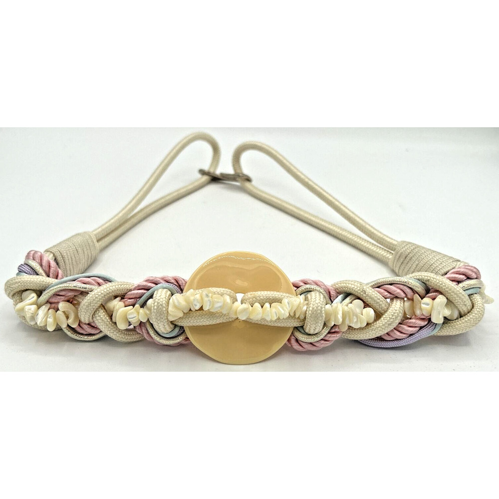 Vintage Women's Pastel Braided Rope Beaded Belt Pastel 30" SKU U195